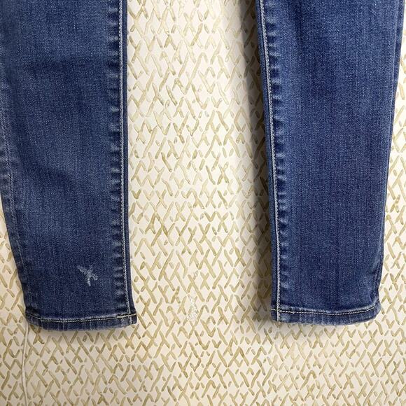 American Eagle Outfitters Ripped Super Stretch Hi-Rise Jegging Blue Denim Size 4 - Picture 4 of 13